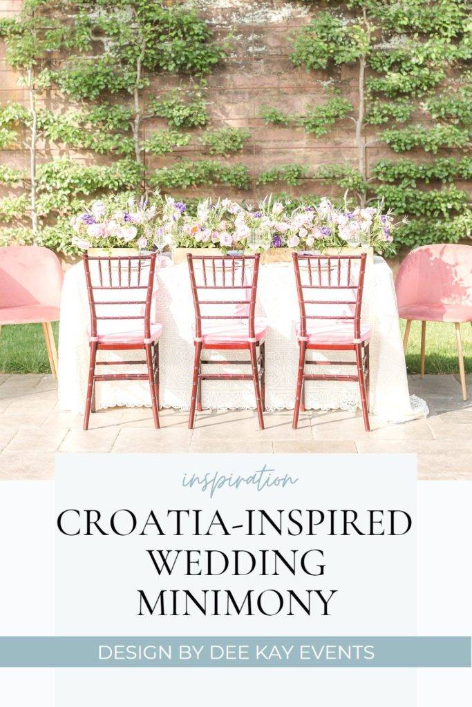 Ceremony Table Design by Dee Kay Events at Tyler Gardens, Croatia Inspired Wedding Minimony